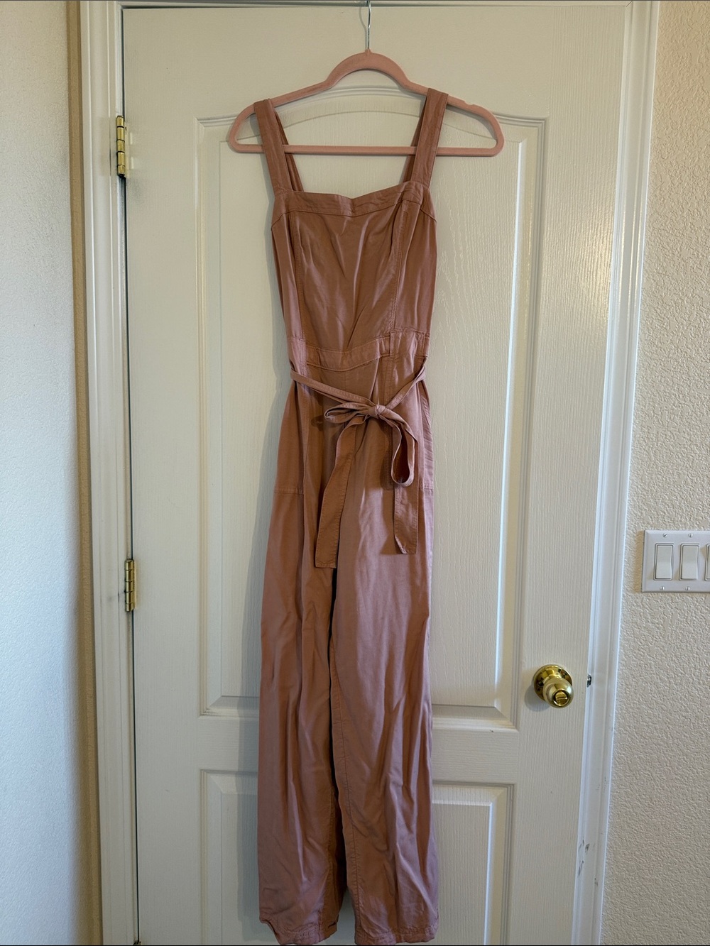 Hollister Mauve Sleeveless Wide-Leg Jumpsuit with Tie Waist